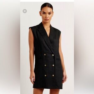 🖤 DISSH Fully Lined Linen Vest Blazer Dress | US 6 | Retail $220